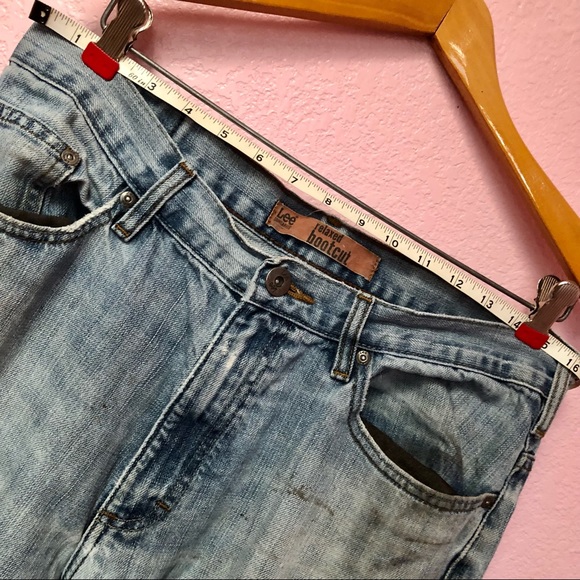 Vintage Distressed Lee Relaxed Bootcut Dungarees Grunge - Picture 13 of 16